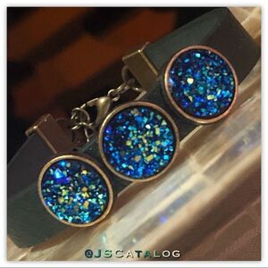 ⚜️ Druzy Cabochon On PU Leather Band Bracelet